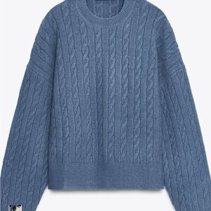 Zara Steel Blue Cable Knit Sweater
